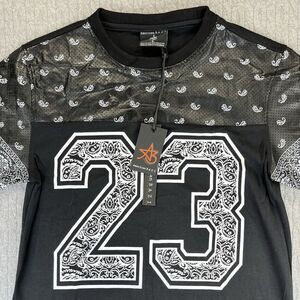 American Bazi Men's shirt (S)‎ black bandanna, faux leather new with tags sports